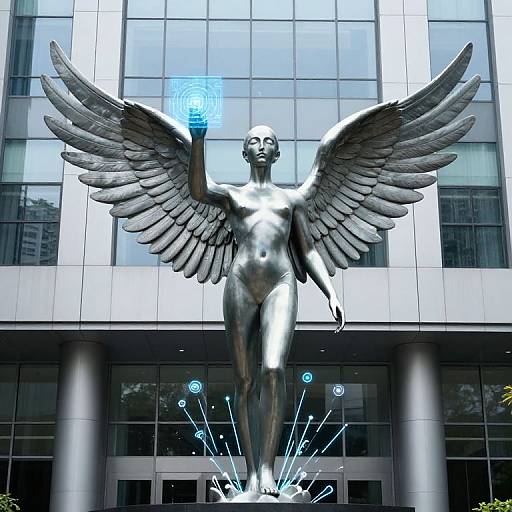 Futuristic Winged Figure Sculpture