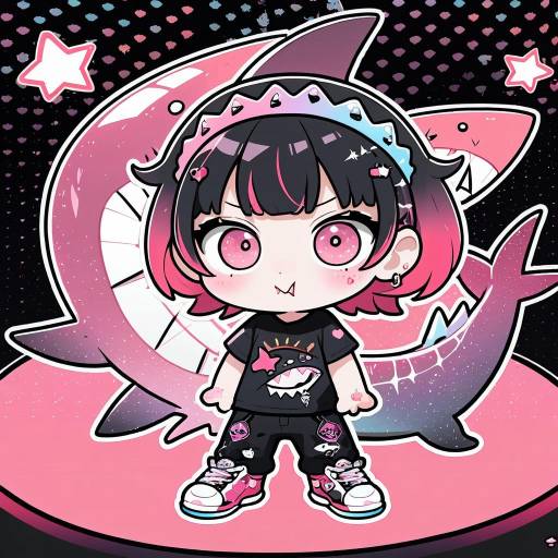 Chibi Character with Shark Design