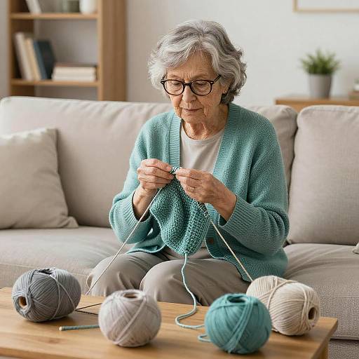 Cozy Knitting Scene with Elderly Woman