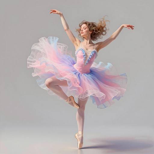Elegant Ballerina in Colorful Tutu Dance