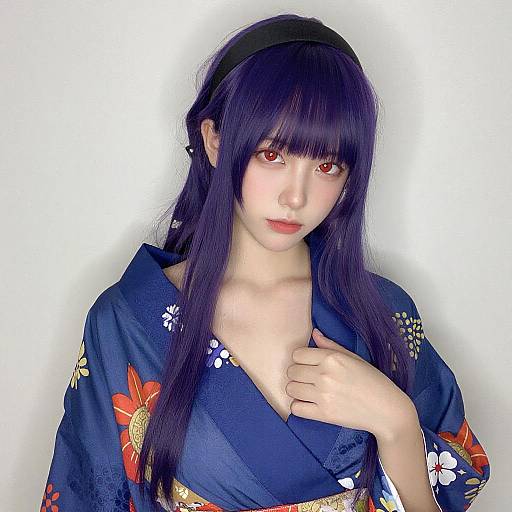 Young Woman in Vibrant Kimono