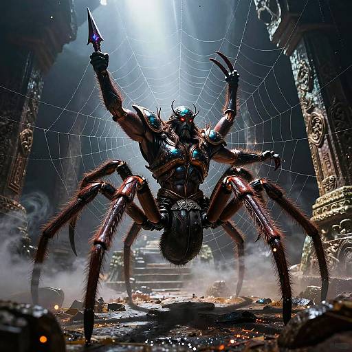 Giant Spider Queen on Ancient Ruins