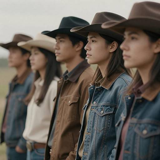 Five Figures in Cowboy Hats