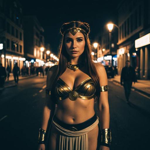 Woman in Slave Leia Cosplay Costume