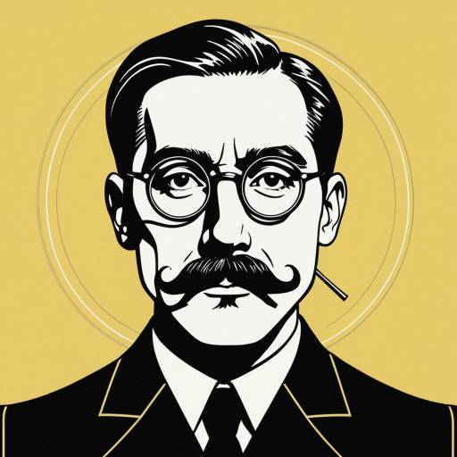 Minimalist Line Art Portrait of Man with Mustache