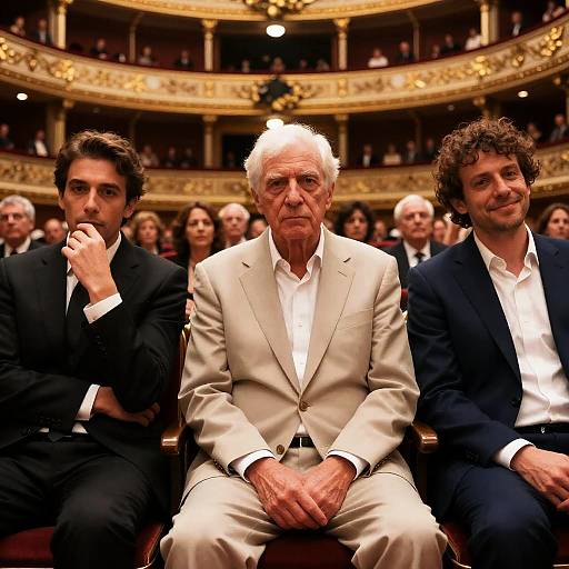 Three Men in Ornate Theater Setting