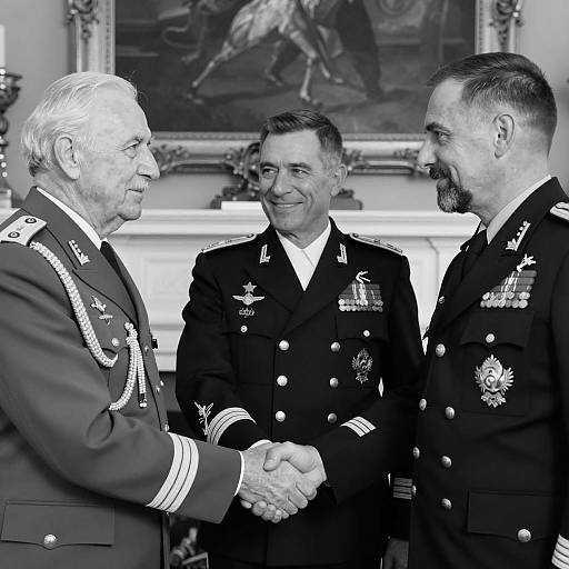 Senior Military Officers Shaking Hands Indoors