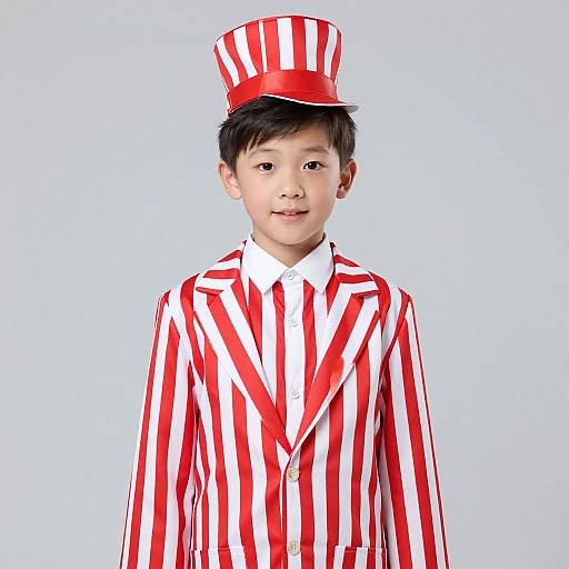 Kid Ringmaster Costume in Striped Suit