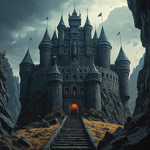 Dramatic Medieval Fortress on Rocky Hill