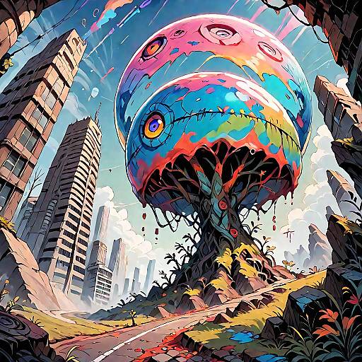 Vibrant Post-Apocalyptic Zombie Cityscape