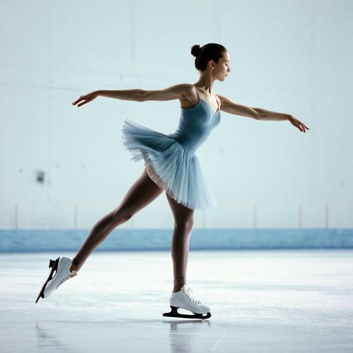 Graceful Female Ice Skater in Blue Tutu