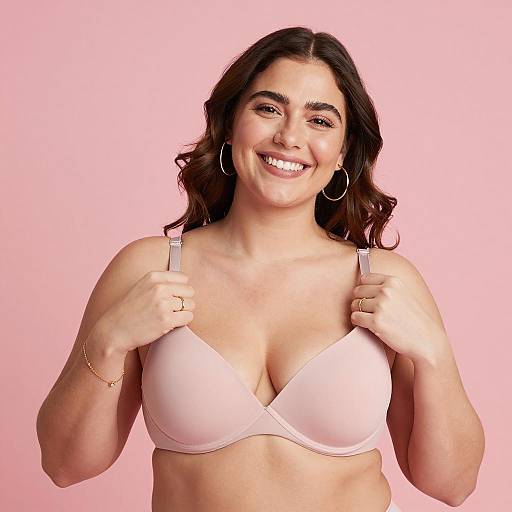 Confident Woman in Light Pink Lingerie