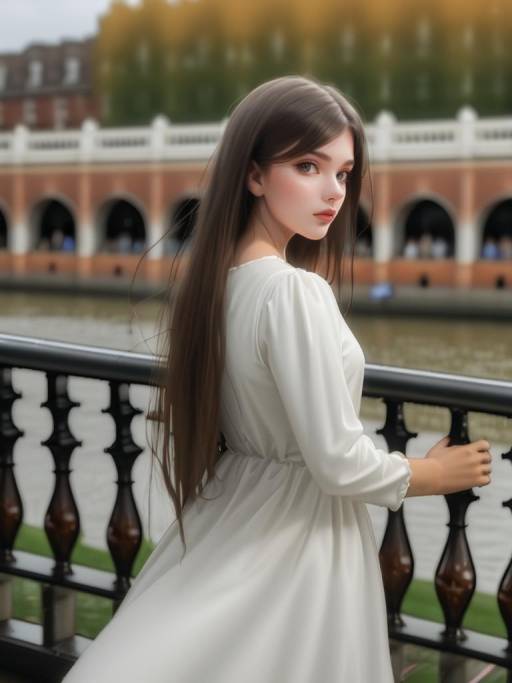Photorealistic Portrait of a Girl Outdoors