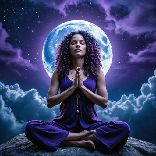 Woman Meditating Under Full Moon