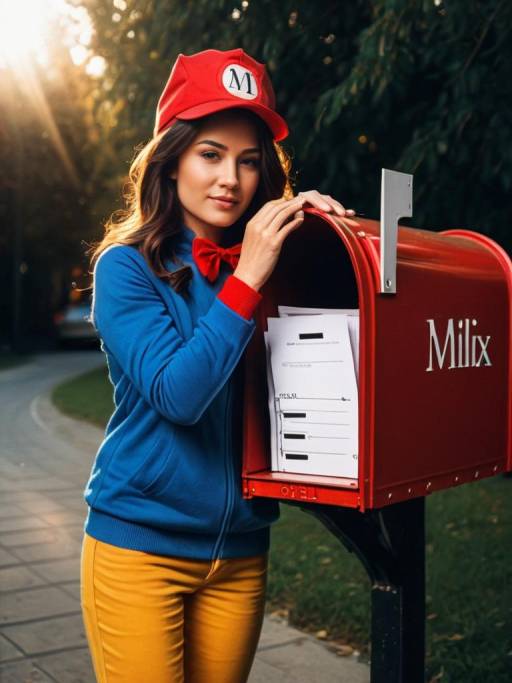 Woman in Mailbox Costume Holding Red Mailbox