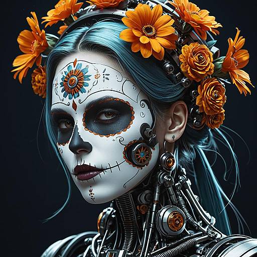 Intricate Mechanical Female Android Portrait