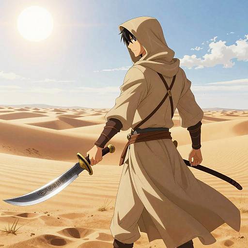 Stealthy Desert Rogue in Mystic Anime Style