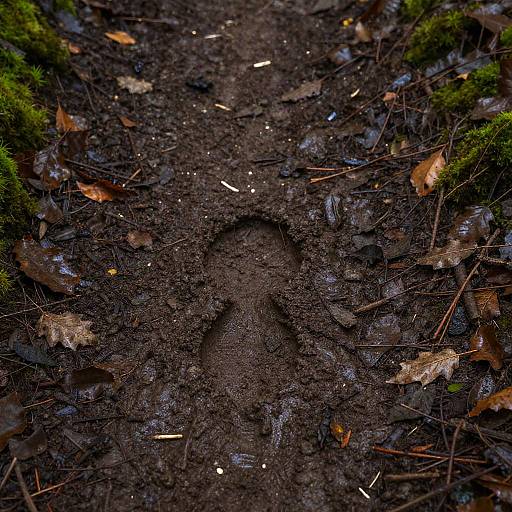 Muddy Forest Path Footprint Scene