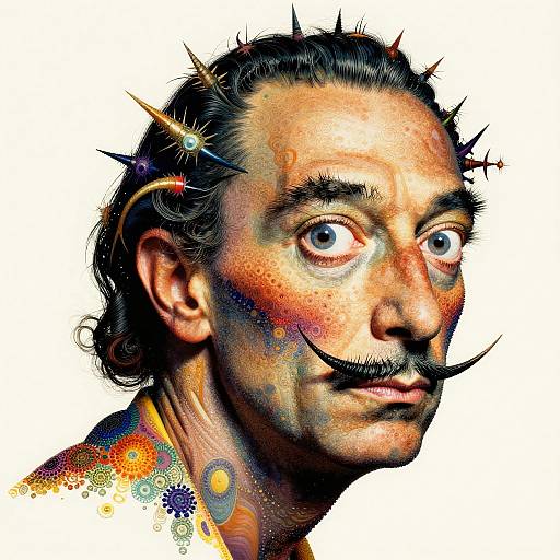 Epic Hyperreal Pointillism Filigree Robot Close-Up