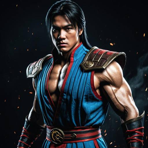 Warrior in Blue Armor with Shoulder Guards