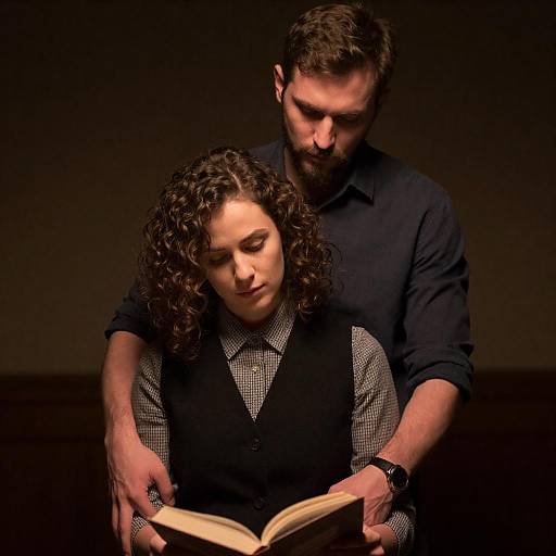 Warm Moody Portrait of Couple Reading