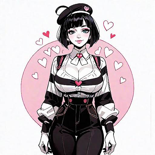 Smiling Anime Girl with Heart Ahoge