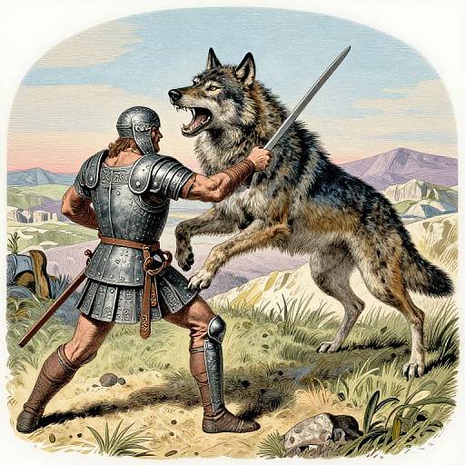 Epic Celtic Warrior vs Giant Wolf