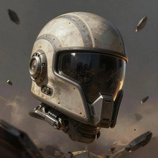 Mando Helmet in Dramatic Sci-Fi Scene