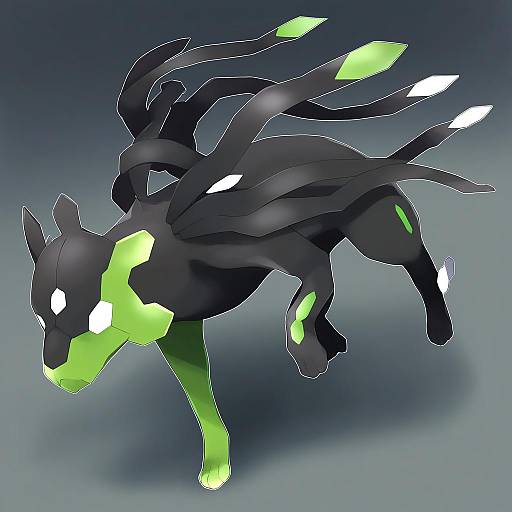 Illustration of Zygarde, pokemon in the style of Yu yu