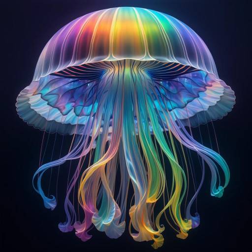 Ultra-realistic Surreal Jellyfish with Rainbow Lighting