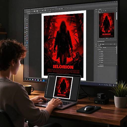 Cozy Home Office Horror Poster