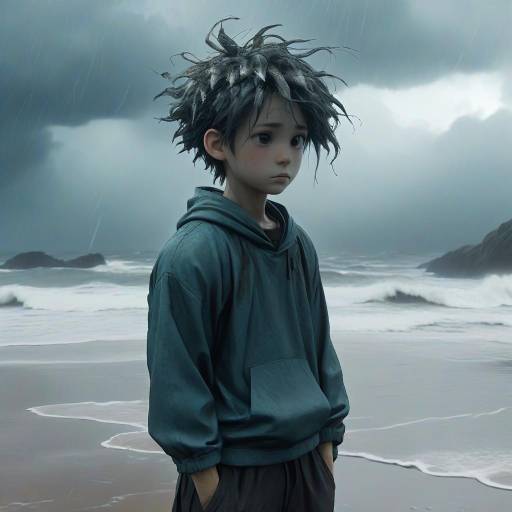 Worried Wojak at Stormy Beach