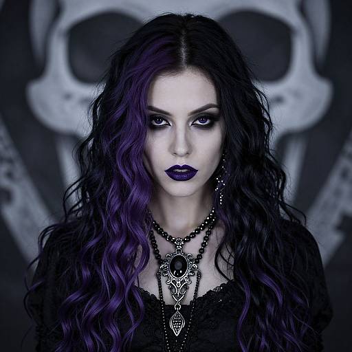 Gothic Woman with Purple Hair