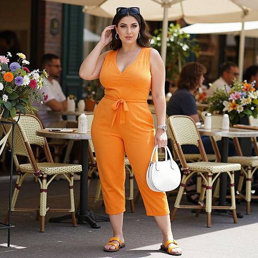 Stylish Woman at French Flower Market