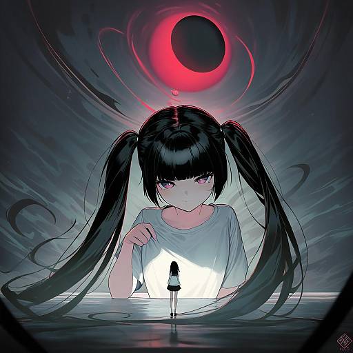 Illustration of Monoko, yume nikki in the style of Suerte