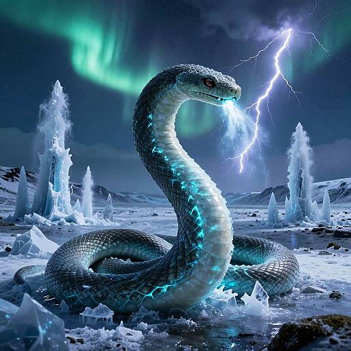 Jörmungandr Ice Serpent in Glacial Aurora