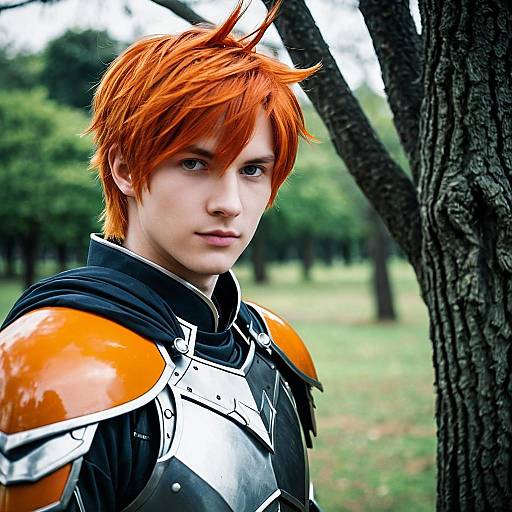 Anime Cosplay Male with Orange Armor