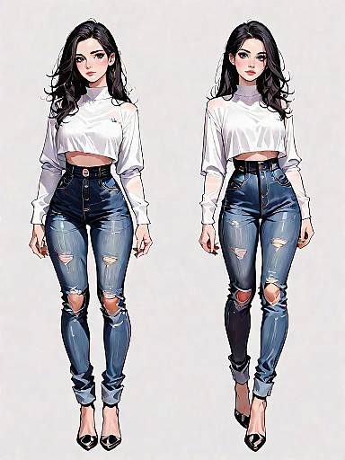 Chic Casual Woman Full Body Pose