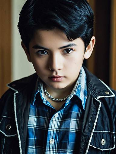 Plaid Costume Boy Indoor Upper Body Portrait