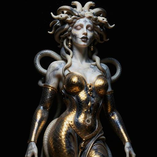 Medusa Marble Statue Digital Artwork