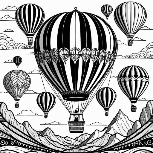 Vintage Hot Air Balloons in Mandala Style Vintage Hot Air Balloons in Mandala Style