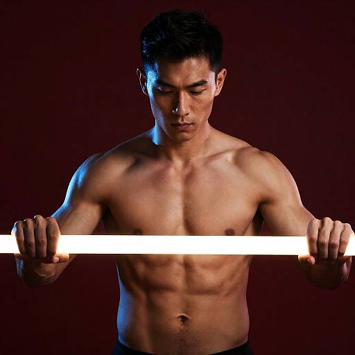 Muscular Man with Glowing Bar Image