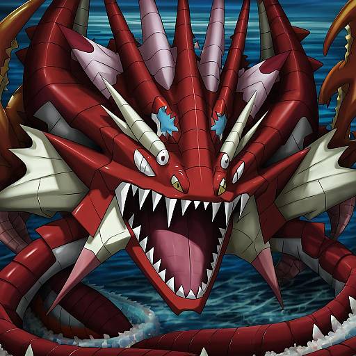 Illustration of Gyarados, pokemon in the style of Rui (sugar3)