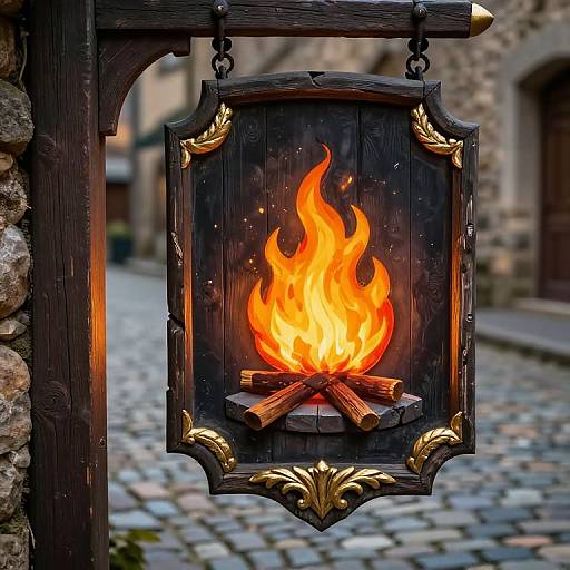 Colorful Medieval Tavern Sign Design