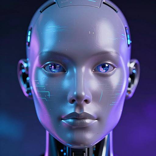 Futuristic Bald AI Robot Close-Up