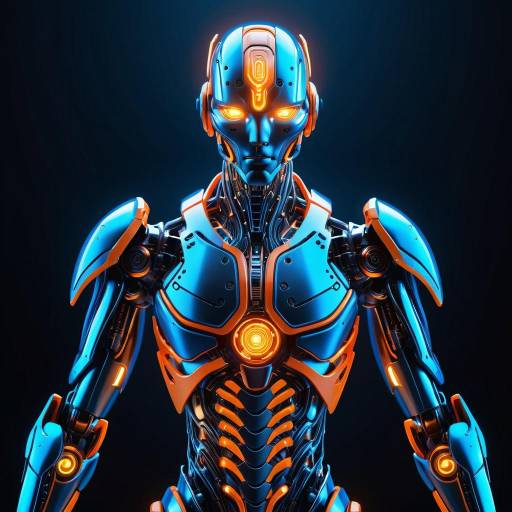 Futuristic Cybernetic Humanoid with Neon Lights