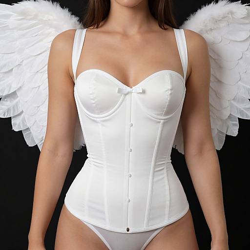 White Angel Corset Costume Close-Up