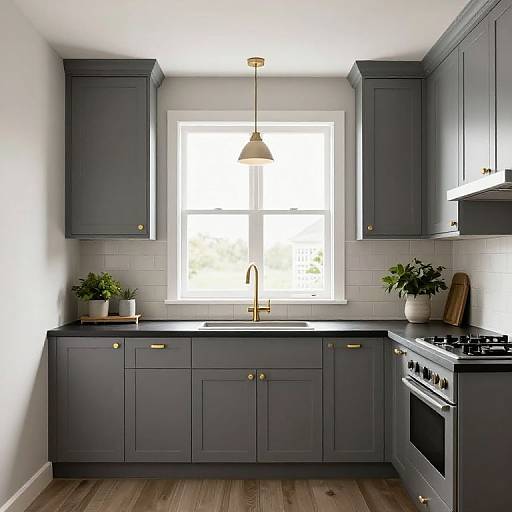 Modern Small Kitchen with Gold Accents