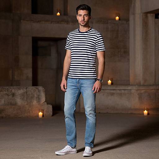 Man in Casual Chic at Stone Amphitheater