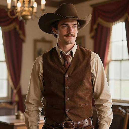 Handsome Cowboy in Classic Western Outfit